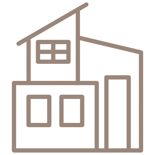M. Ulusoy & Söhne GbR – Malermeisterbetrieb – Minimalistische Strichzeichnung eines zweigeschossigen modernen Hauses mit drei Fenstern und einer Tür